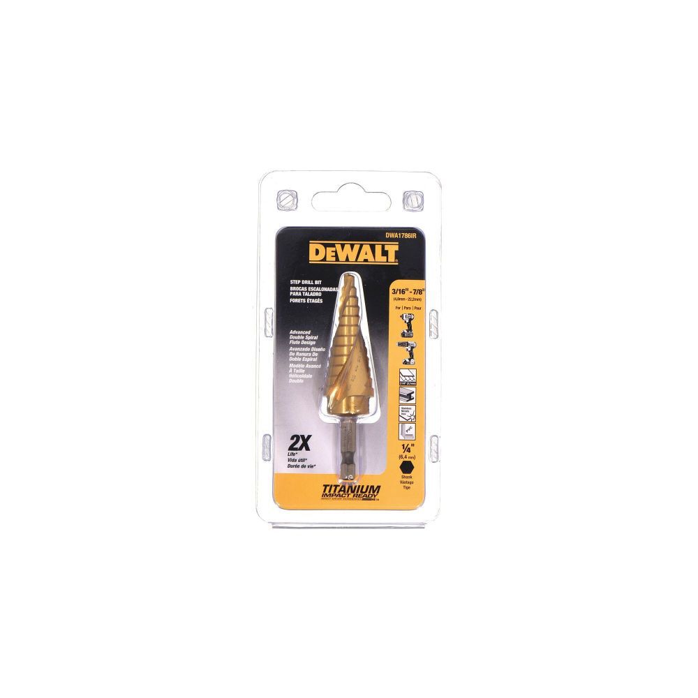 DEWALT 3 16 In. to 7 8 In. Impact Ready Step Drill Bit DWA1786IR Acme Tools