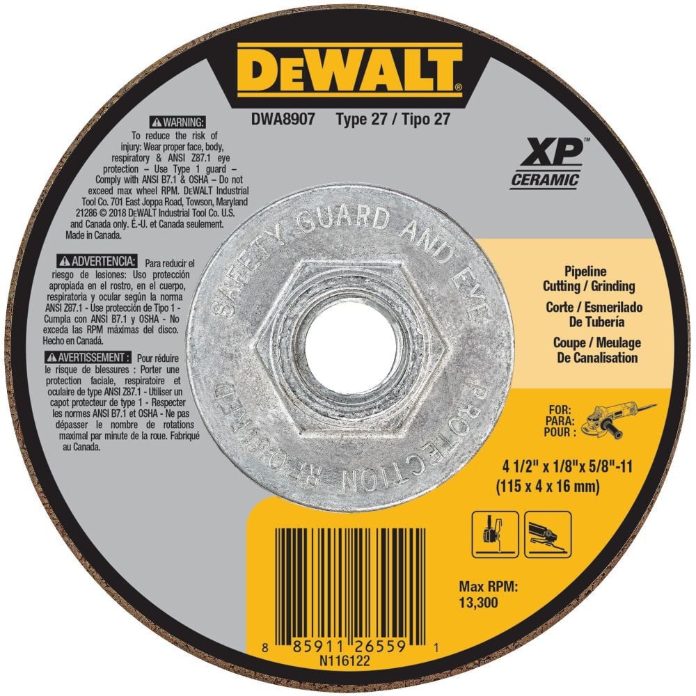 DEWALT 4-1/2in x 1/8in x 5/8in-11 Ceramic Abrasive, large image number 1