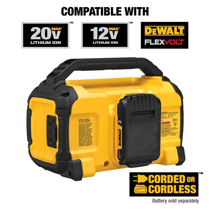 DEWALT 12V/20V MAX Jobsite Bluetooth Speaker with 20V MAX 3Ah Battery 4 Pack Bundle, large image number 4
