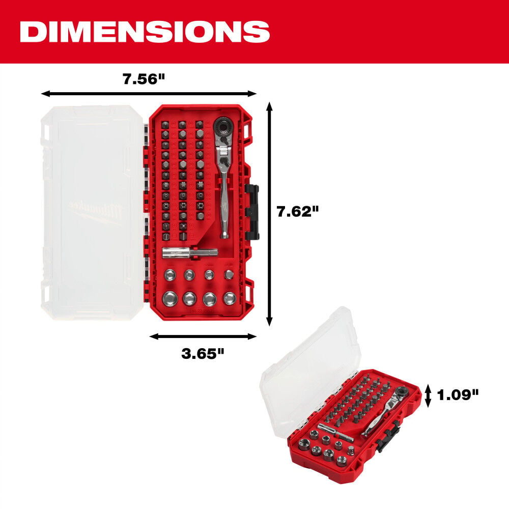 Milwaukee 1/4 Inch Hex Drive Mini Flex Head Ratchet & Bit Set 44 Pieces, large image number 6