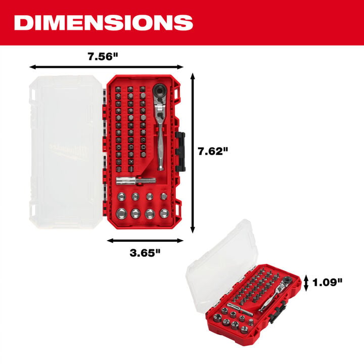 Milwaukee 1/4 Inch Hex Drive Mini Flex Head Ratchet & Bit Set 44 Pieces, large image number 5
