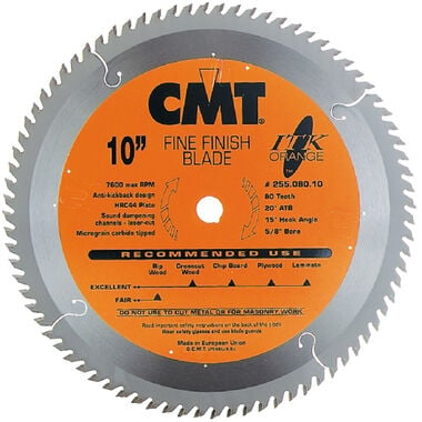 CMT 10 In x 80 x 5/8 In ITK Fine Finish Blade, large image number 0