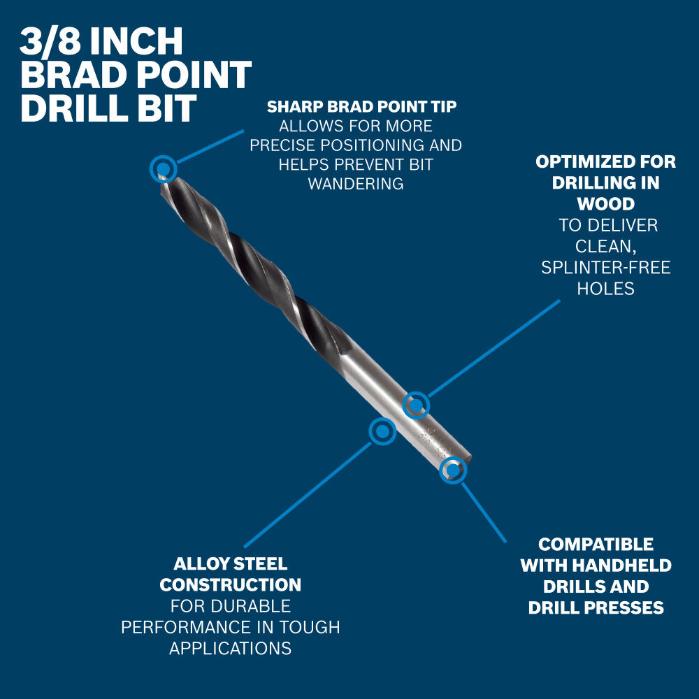 Bosch 3/8 Inch Brad Point Drill Bit, large image number 2