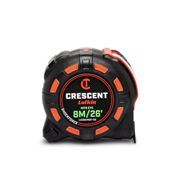 Crescent Lufkin 1-1/4 Inch x 8 M/25 Ft. SHOCKFORCE NITE EYE Tape Measure