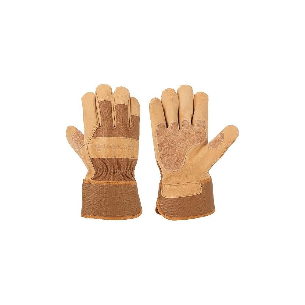 Carhartt Duck and Synthetic Leather Safety Cuff Work Gloves Mens Brown Size XL - GW0518MBROWN-XL