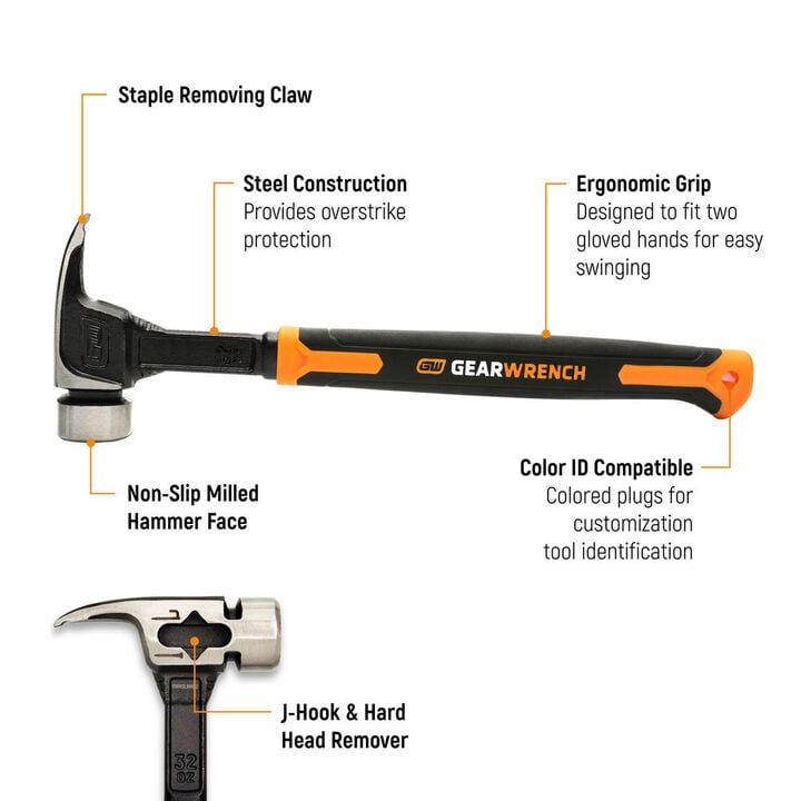 GEARWRENCH 32 Oz Multi-Function Steel Lineman Hammer, large image number 1