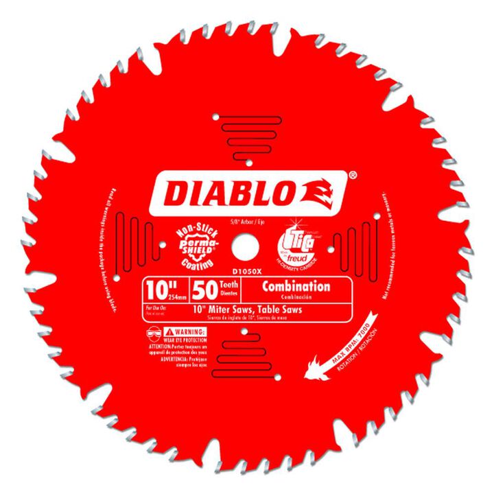 Diablo Tools 10 inch x 50 Tooth ATB Ripping & Crosscutting Combination Miter Saw Blade with 5/8 inch Arbor
