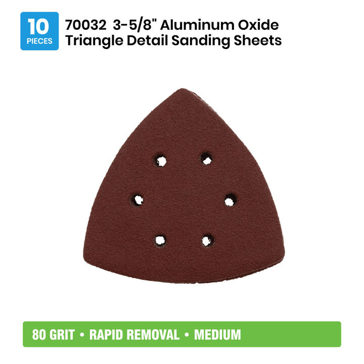Spyder Detail Sander Triangle, 80 Grit Alum Oxide, 3-5/8 Inch Mouse, 10 Pieces, large image number 6