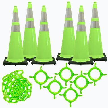 Mr Chain 36in Safety Green Reflective Traffic Cone and Chain Kit
