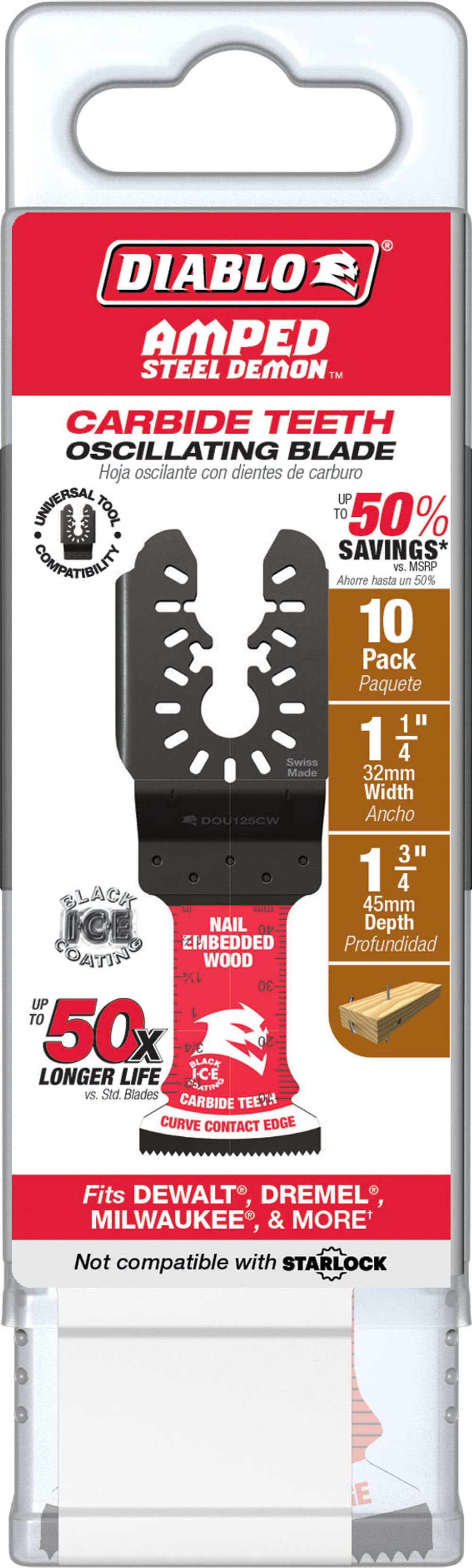 Diablo Tools 1-1/4in AMPED Carbide Teeth Oscillating Blades for Nail-Embedded, large image number 4