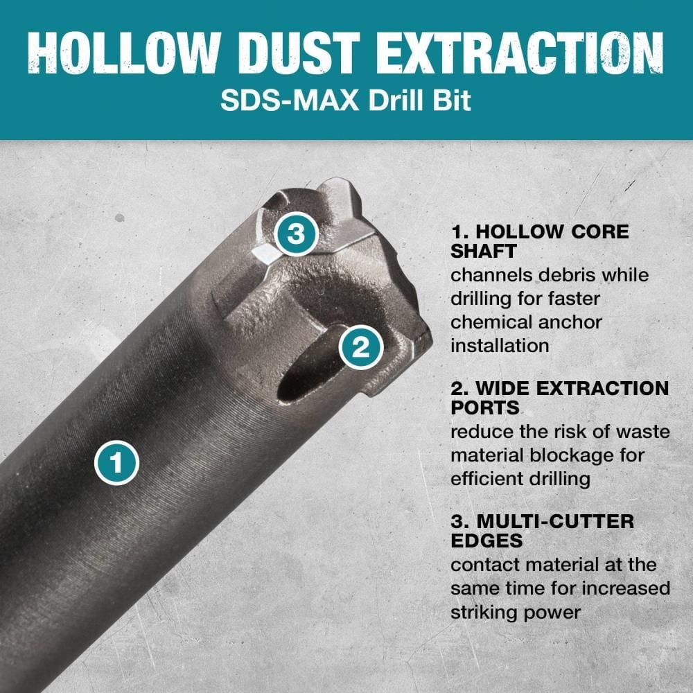 Makita SDS-MAX Dust Extraction Drill Bit 1/2in x 24in, large image number 5