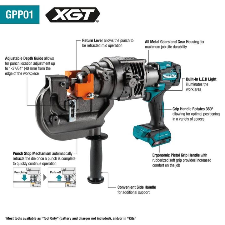 Makita 40V max XGT Brushless Cordless 3/8 Inch Metal Hole Puncher (Bare Tool), large image number 11