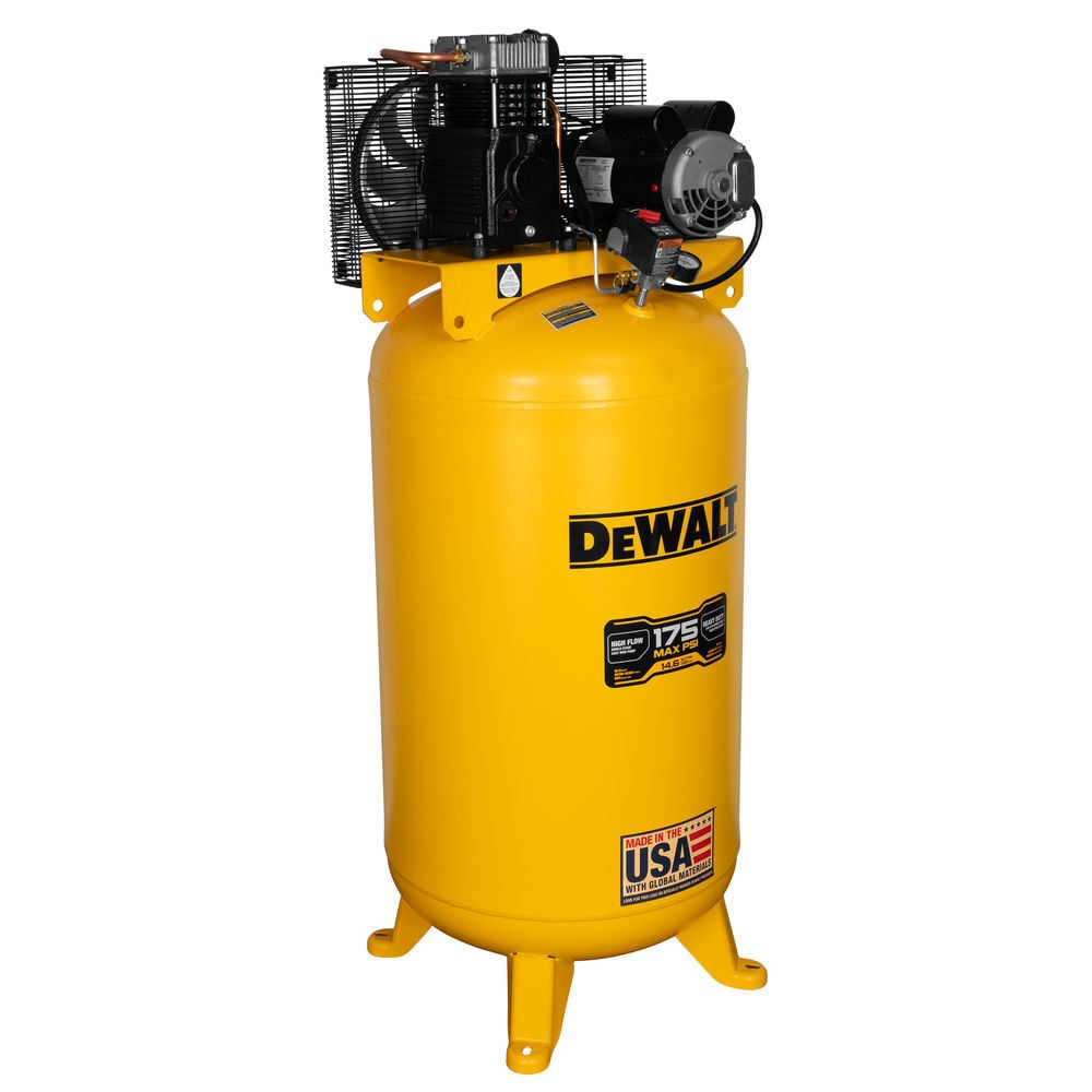DEWALT 80 Gallon Oil Lubricated Air Compressor High Air Flow, 175 Max PSI, 5 HP, large image number 2