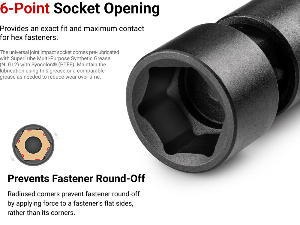 Tekton 3/8 Inch 6 Point U-Joint Impact Socket Set, (5/16-3/4 Inch, 8-19 mm), large image number 5