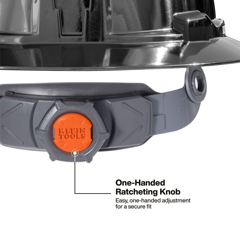 Klein Tools Class C Hard Hat REFLEKTOR Black Chrome Vented Full Brim with Headlamp, large image number 5