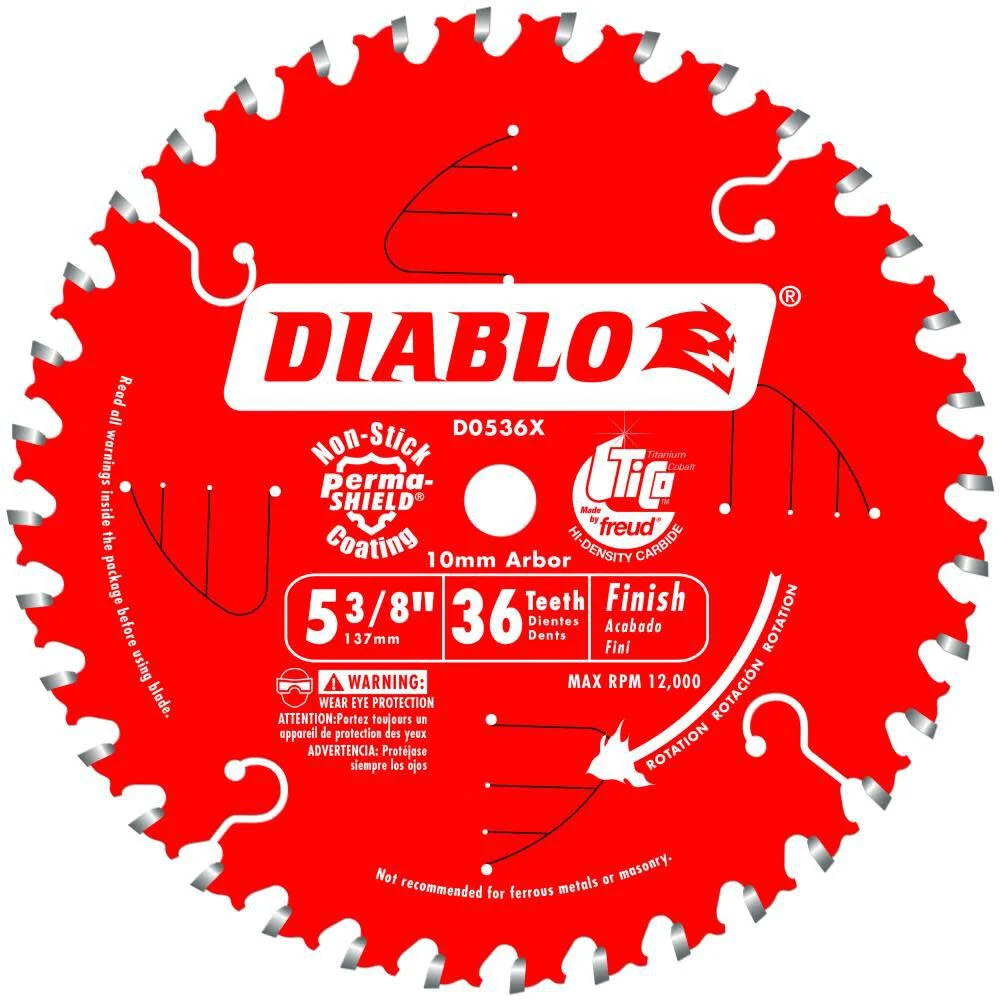 Diablo Tools 5-3/8 inch x 36 Tooth ATB Finish Circular Saw Blade with 10mm Arbor - D0536X