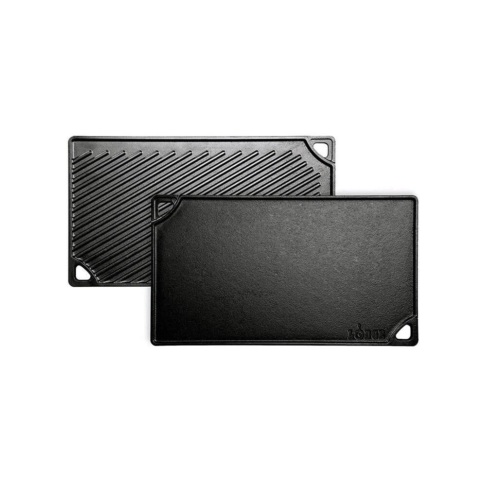 Lodge Cast Iron 16 3/4 x 9 1/2 Inch Black Double Play Reversible Grill/Griddle Pan – LDP3
