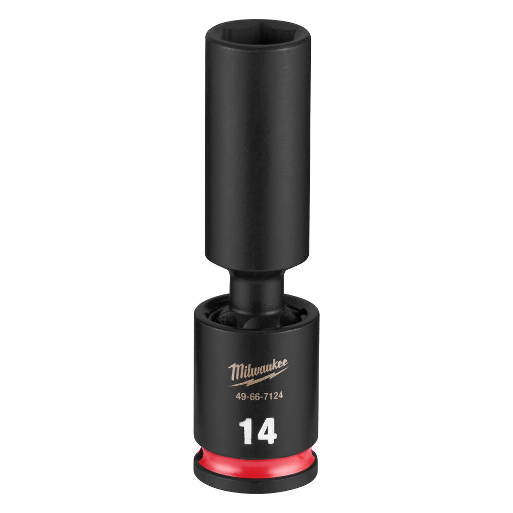 Milwaukee SHOCKWAVE Impact Duty 3/8 Inch Drive 14MM Deep Swivel Socket - 49-66-7124