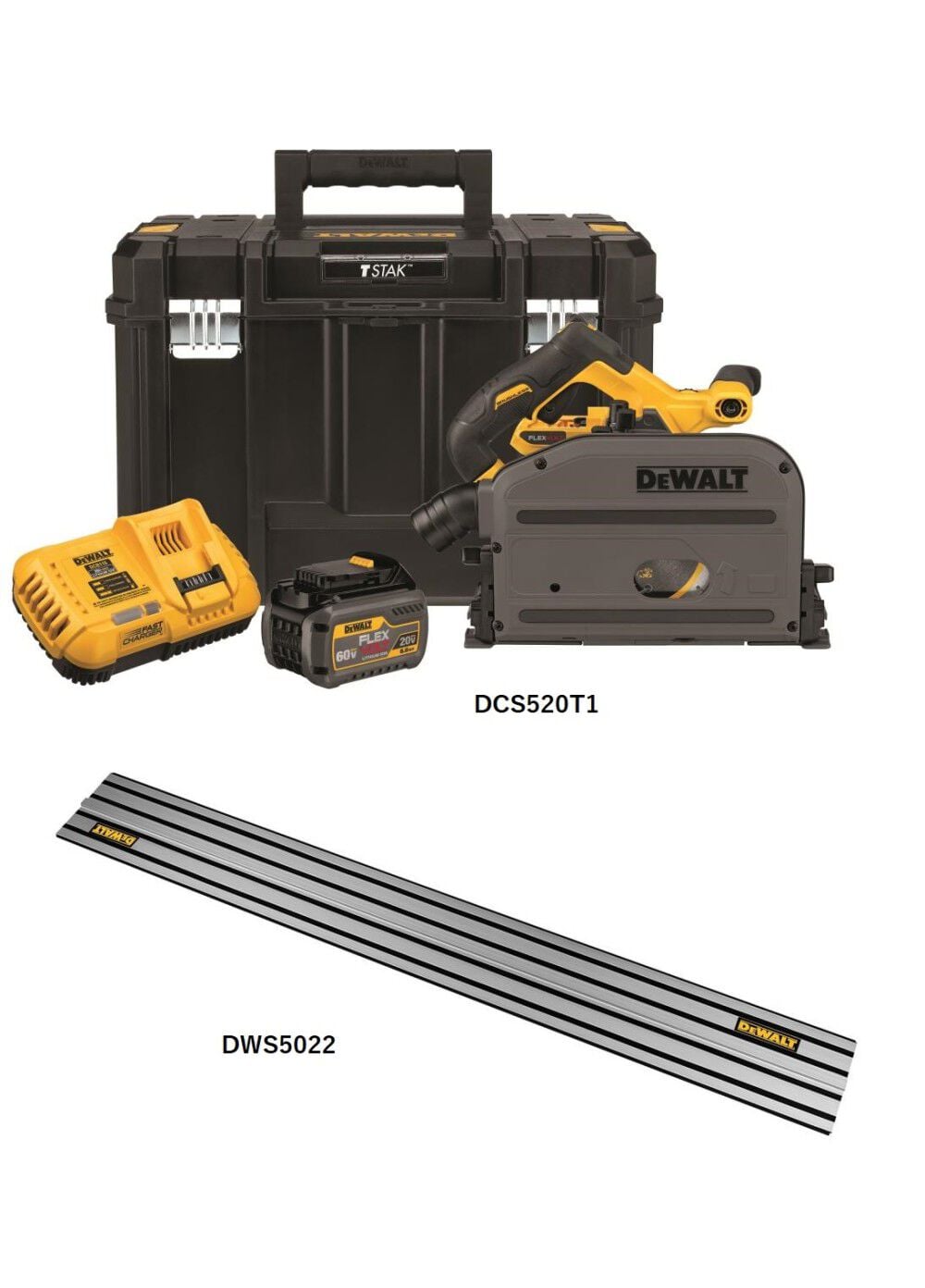 DEWALT 59 Inch TrackSaw Track & 60V MAX Cordless Track Saw Kit Bundle, large image number 2