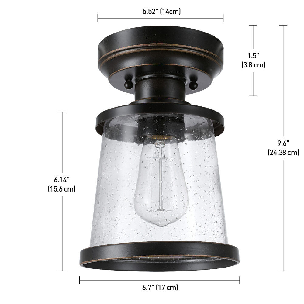 Globe Electric Charlie Flush Mount Light 1 Light Bronze Outdoor, large image number 7