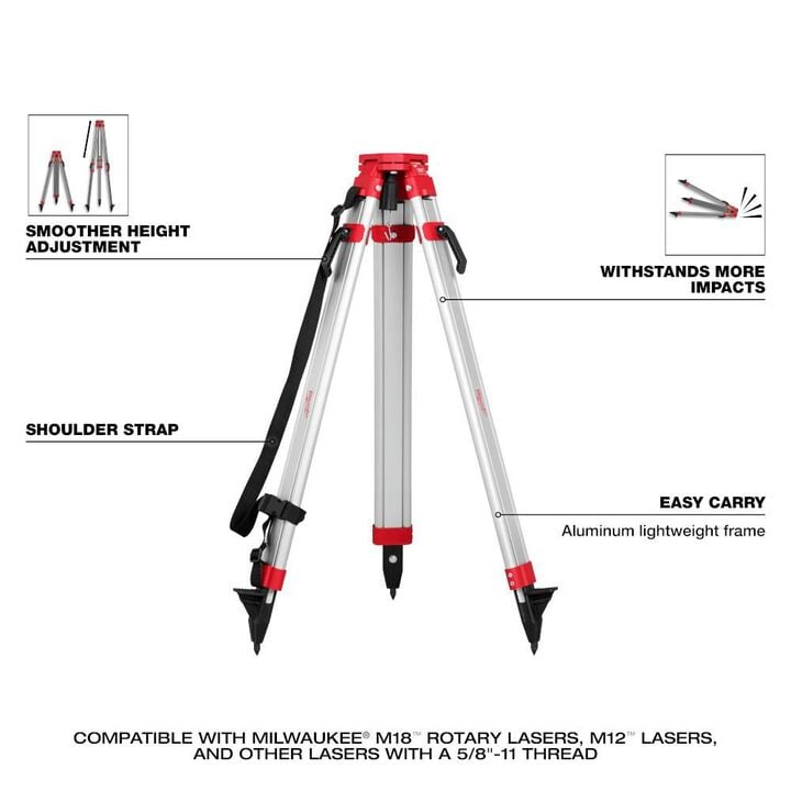 Milwaukee M18 Red Exterior Rotary Laser Level Kit with Receiver, Tripod, & Grade Rod, large image number 6