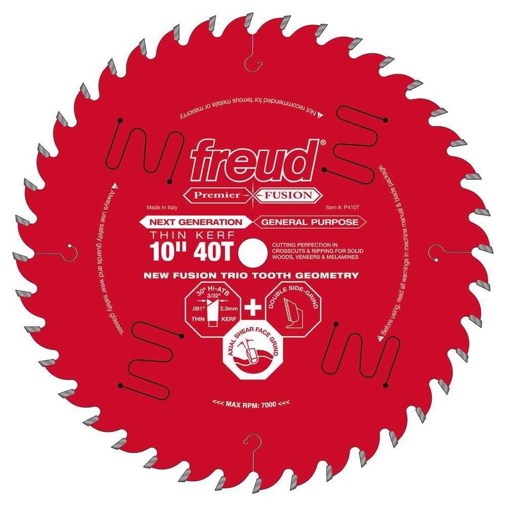 Freud 10 In. x 40T Thin Kerf Next Generation Premier Fusion Crosscut Blade, large image number 1