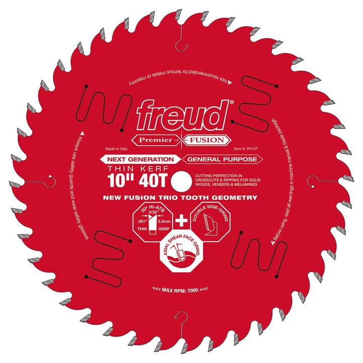 Freud 10 In. x 40T Thin Kerf Next Generation Premier Fusion Crosscut Blade, large image number 0