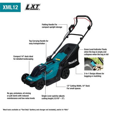 Makita 18V LXT 13in Lawn Mower Cordless Kit, large image number 19