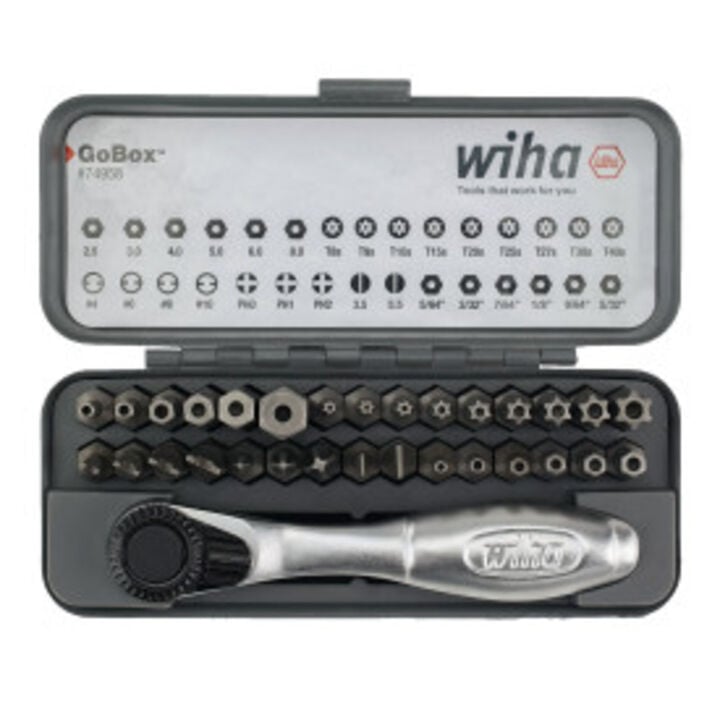 Wiha GoBox Security Bit Set with Mini Ratchet, 32 Piece