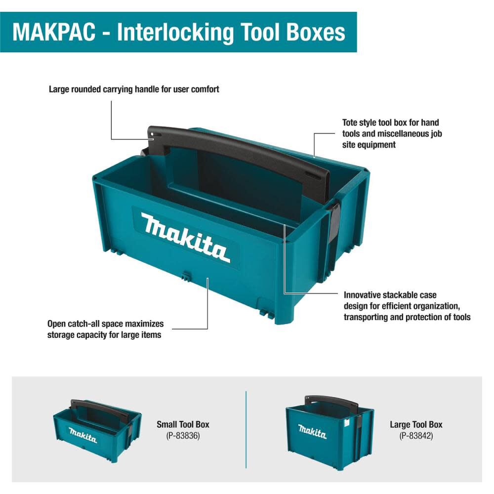 Våbenstilstand Faktisk retning Makita MAKPAC Interlocking Tool Box Small 6" x 15 1/2" x 11 1/2" P-83836  from Makita - Acme Tools