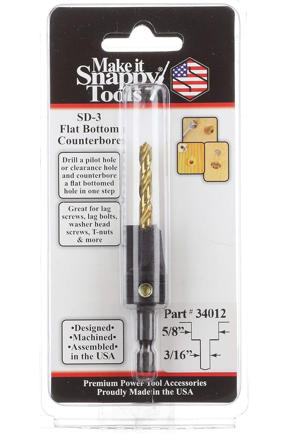 Make It Snappy 3/16 x 5/8 Inch 3-Flute Flat Bottom Counterbore with Twist Drill, large image number 2