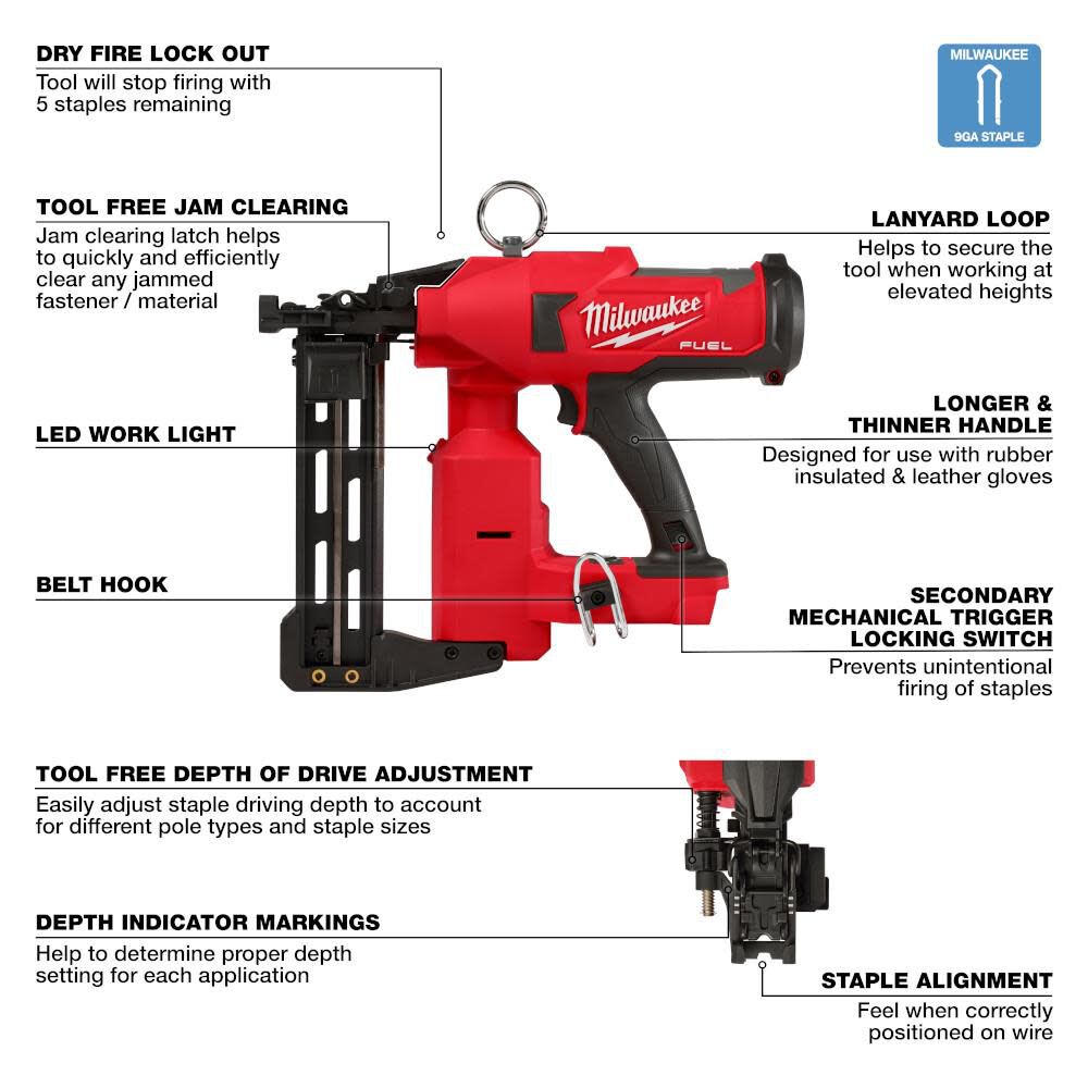 Milwaukee M18 FUEL Utility Fencing Stapler Bare Tool 2843 20