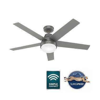 Hunter Fan Aerodyne Ceiling Fan 52in Matte Silver Matte Silver
