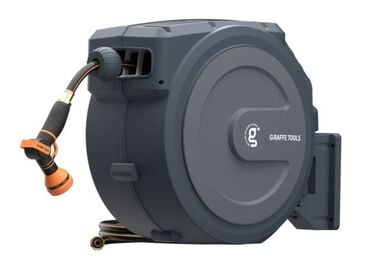 Giraffe Tools 1/2 Inch x 100 Foot Dark Grey Garden Hose Reel with PP Bracket