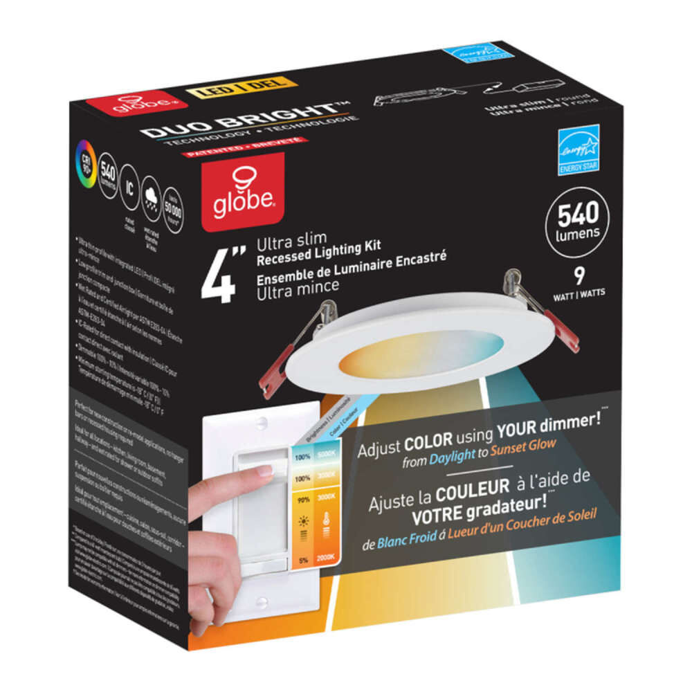 Globe Electric Ultra Slim Recessed Lighting Kit Plastic 9W LED, large image number 2