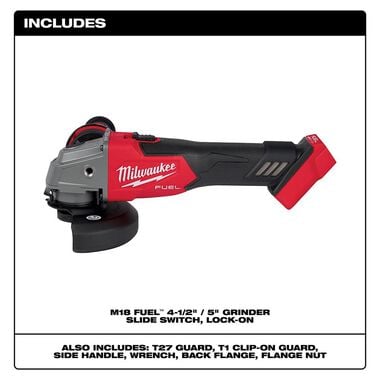 Milwaukee M18 FUEL 4-1/2inch / 5inch Grinder Slide Switch Lock-On (Bare Tool), large image number 1