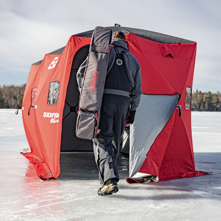 Eskimo QuickFish 6HD, Pop-Up Portable Shelter, No-Trip Door, Red/Black, Six Person, large image number 1