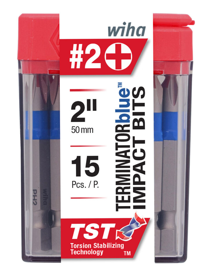 Wiha TerminatorBlue Impact Bit Phillips #2 2in 15pk, large image number 1