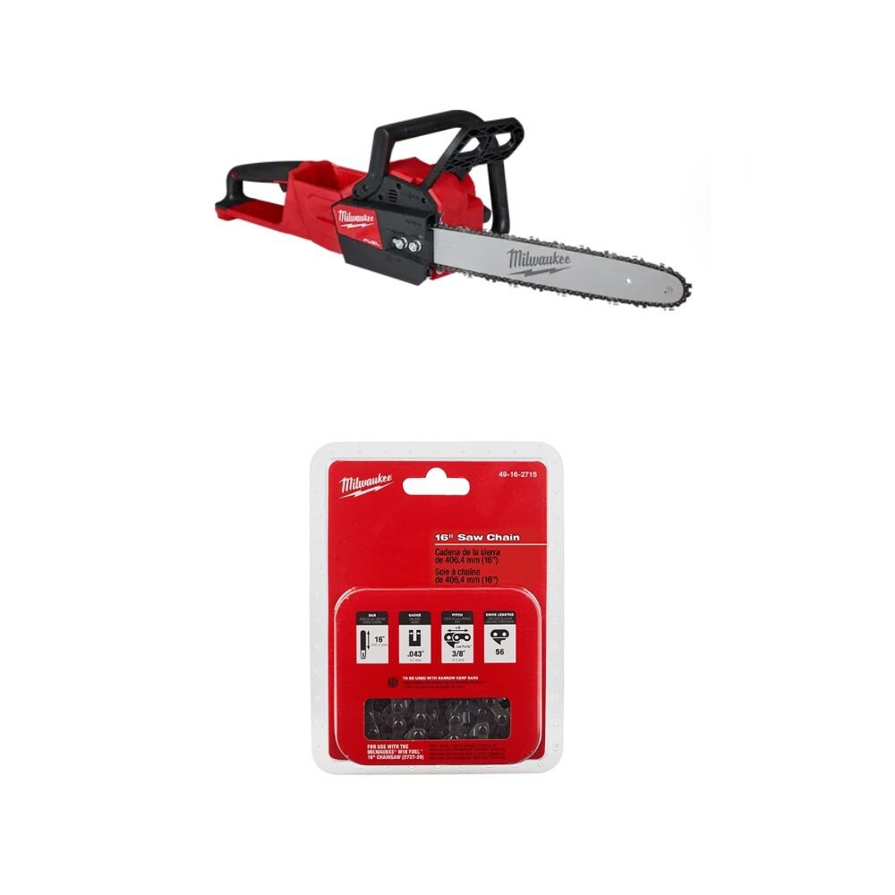 Milwaukee 16 Inch Chainsaw Bare Tool 16 Inch Replacement Saw Chain Bundle MIL000011288 Acme Tools