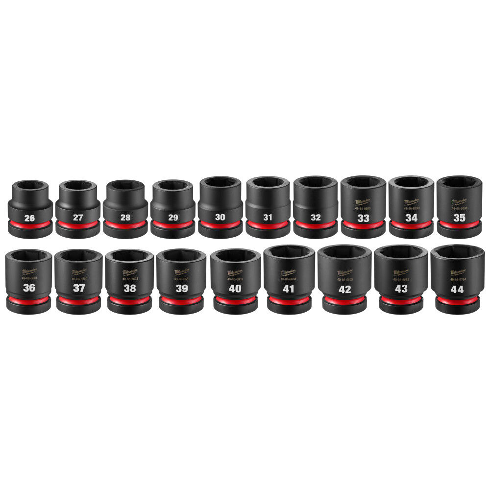Milwaukee SHOCKWAVE Impact Duty 1 Inch Drive Metric Standard Socket Set with PACKOUT 19 Pieces - 49-66-6778