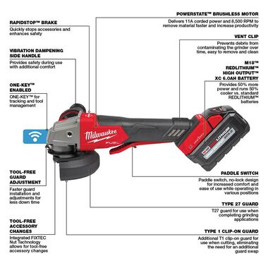 Milwaukee M18 FUEL 4 1/2inch / 5inch Braking Grinder Paddle Switch No Lock Kit, large image number 3