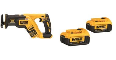 DEWALT 20V MAX Compact Reciprocating Saw & Premium XR Battery 2pk Bundle