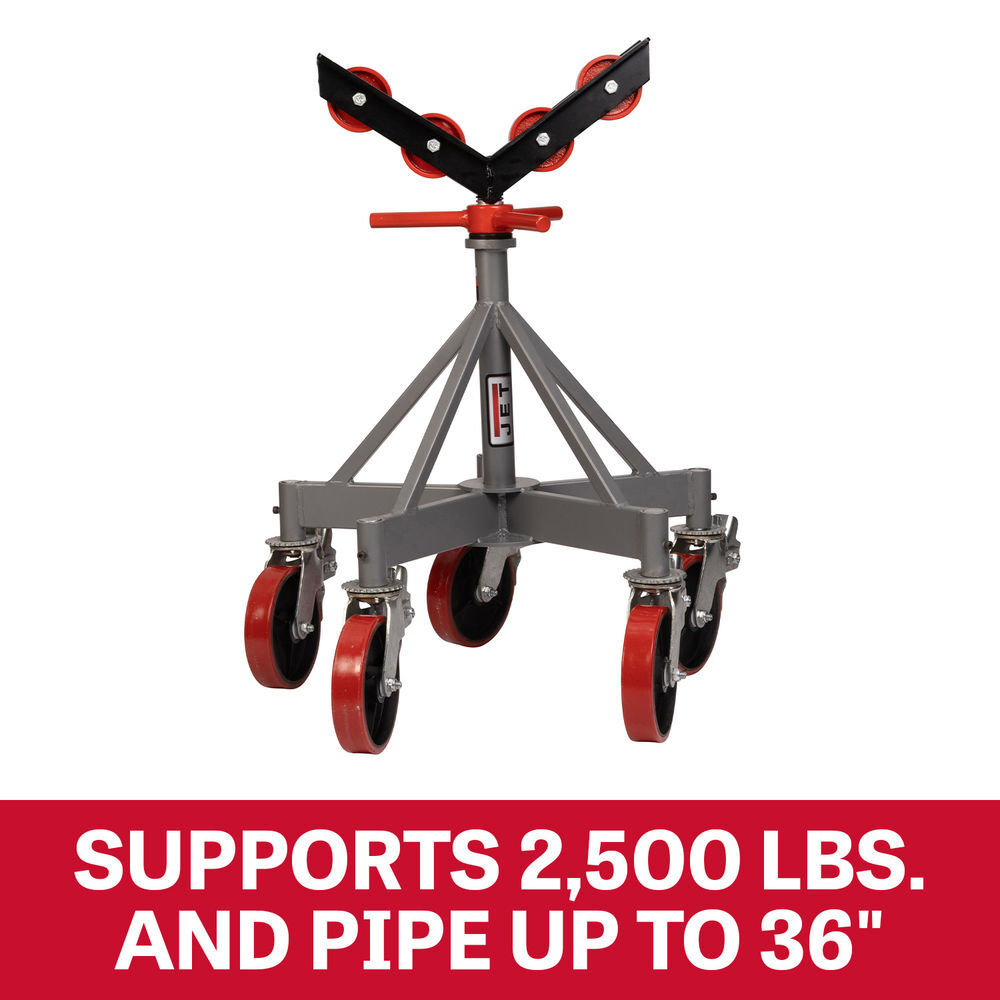 JET 5-Leg Pipe Jack Stand with Casters and Steel Rollers, large image number 6