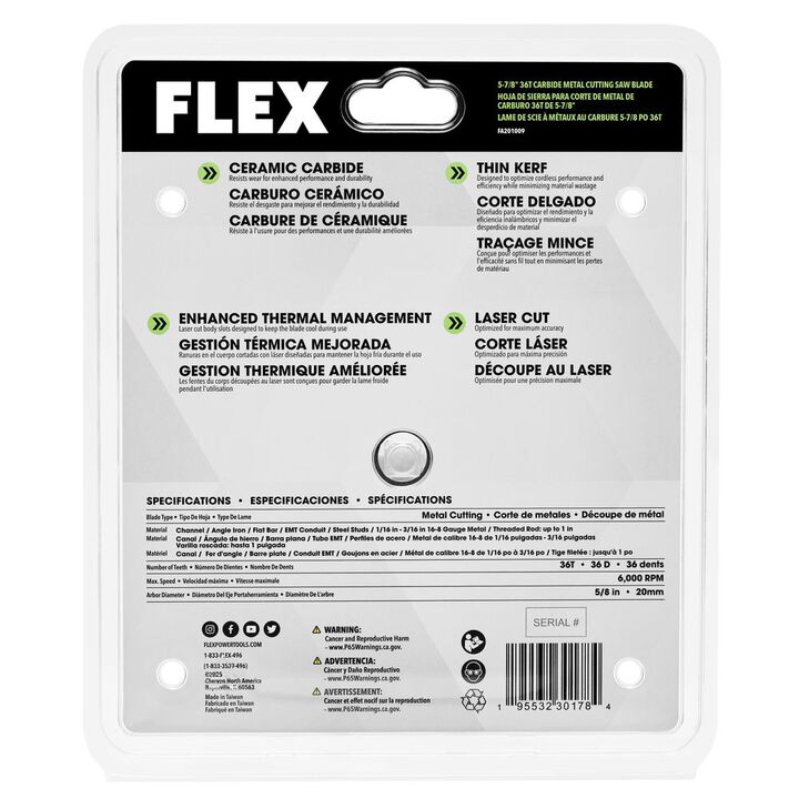 FLEX 5-7/8 Inch 36T Carbide Metal Cutting Saw Blade, large image number 1