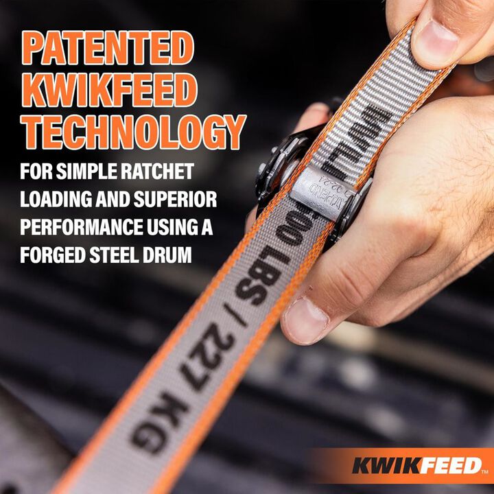 Keeper KwikFeed 500 Lbs 12 Ft. x 1 Inch Ratchet Tie Down Strap, Black, large image number 4