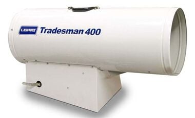 LB White Tradesman Forced Air Open Flame LP 400K BTU heater