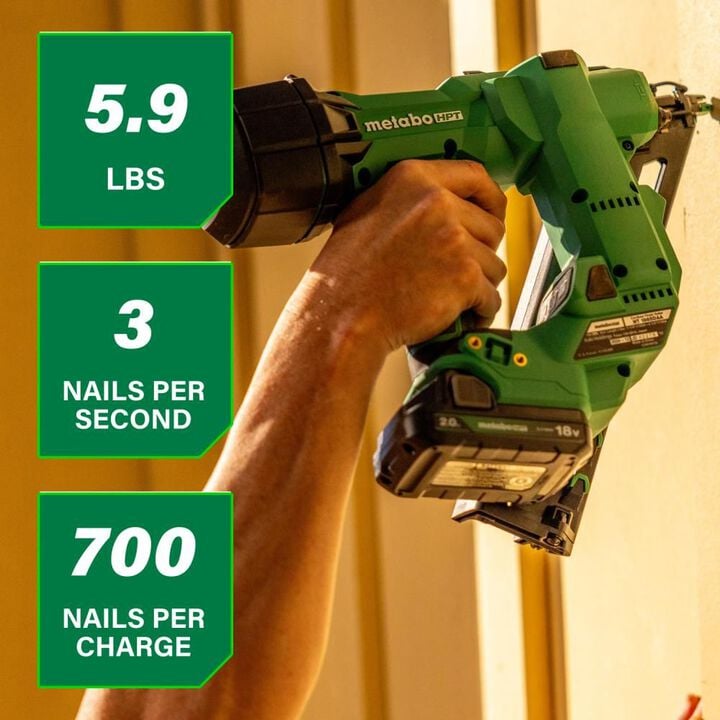 Metabo HPT 18V MultiVolt Brushless 15-Gauge Angled Finish Nailer 2 Ah Kit, large image number 1