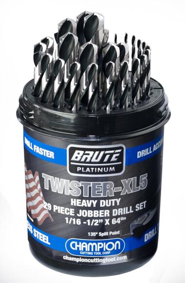 Champion Cutting Tool Twister 29 pc Brute Drill Set (1/16- 1/2 x 64)- Jobber