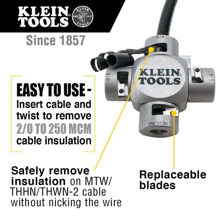 Klein Tools Large Cable Stripper (2/0-250 MCM), large image number 1