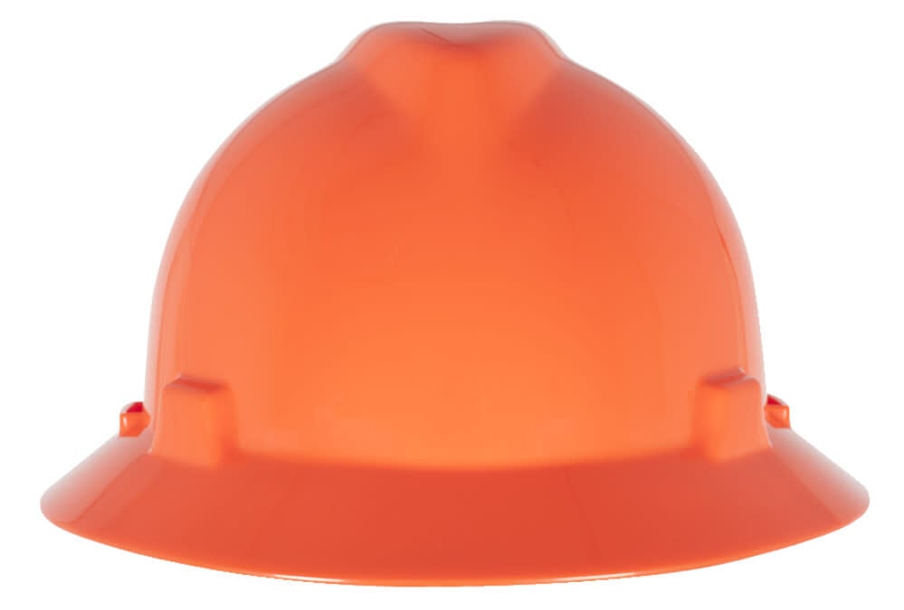 MSA Safety Works Slotted Full Brim Hat Hi Viz Orange with Fas Trac III – 10021292
